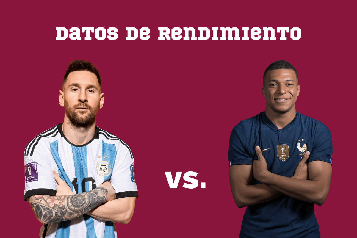 Datos de rendimiento de Messi y Mbappé